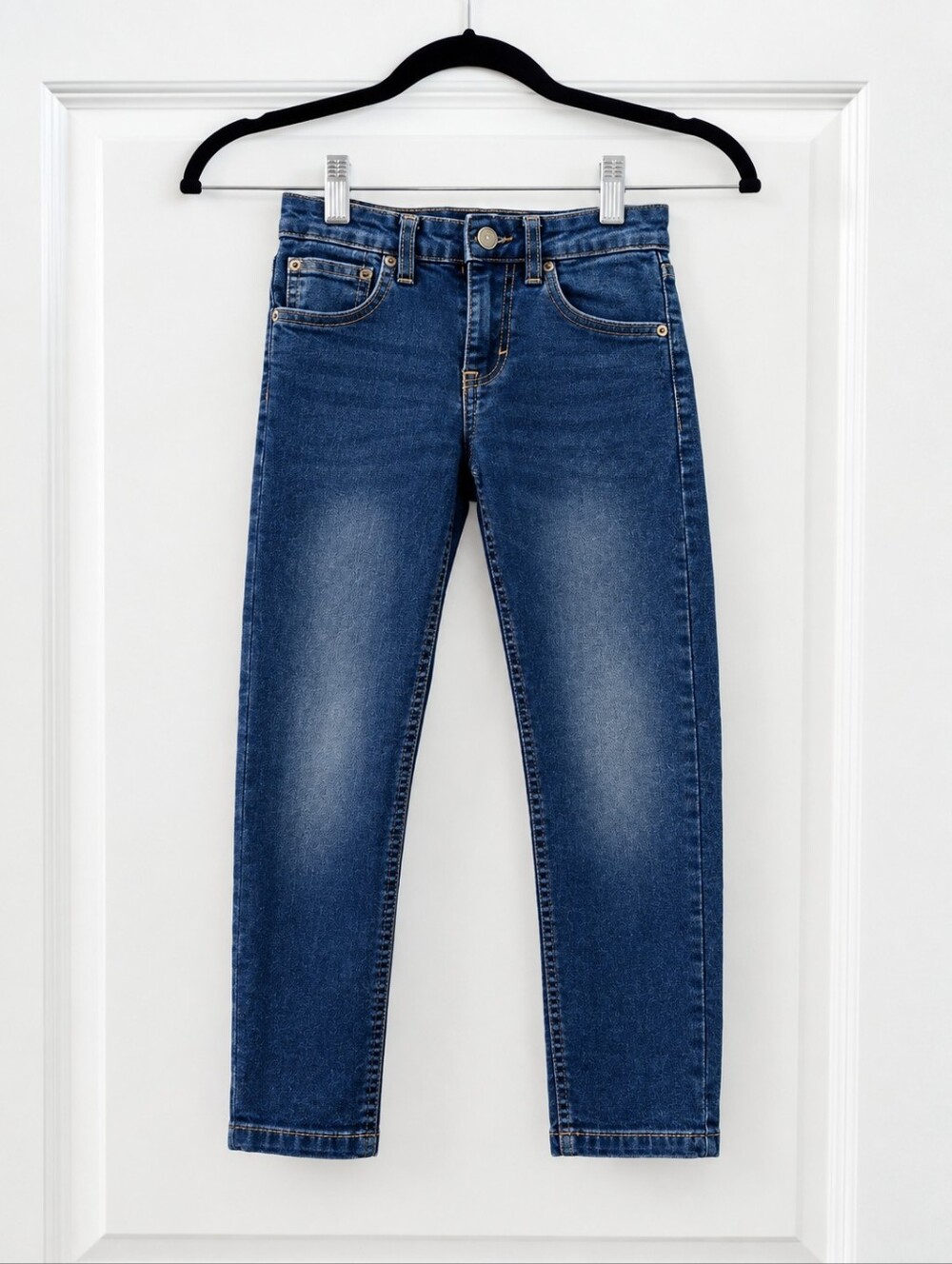 Girls/Kids Dark Blue Slim Fitting Jeans Size 7 By Lee